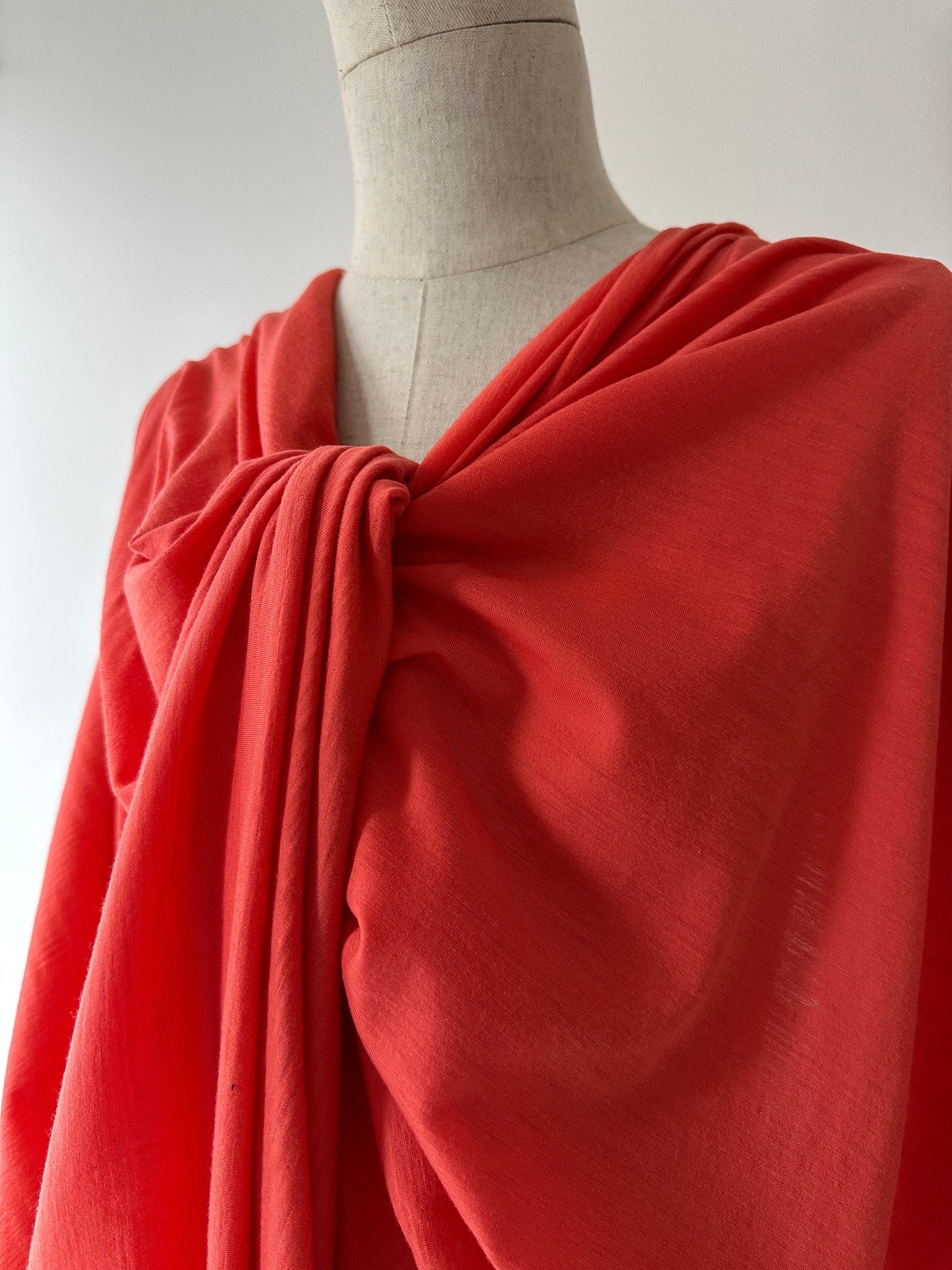 100% Merino Wool Jersey Knit Fabric by the Yard Stretch Sewing Women Everyday Wear- Coral MT082