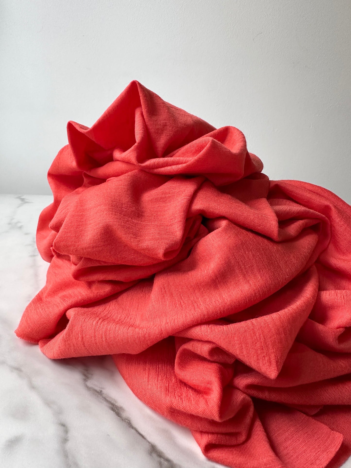 100% Merino Wool Jersey Knit Fabric by the Yard Stretch Sewing Women Everyday Wear- Coral MT082