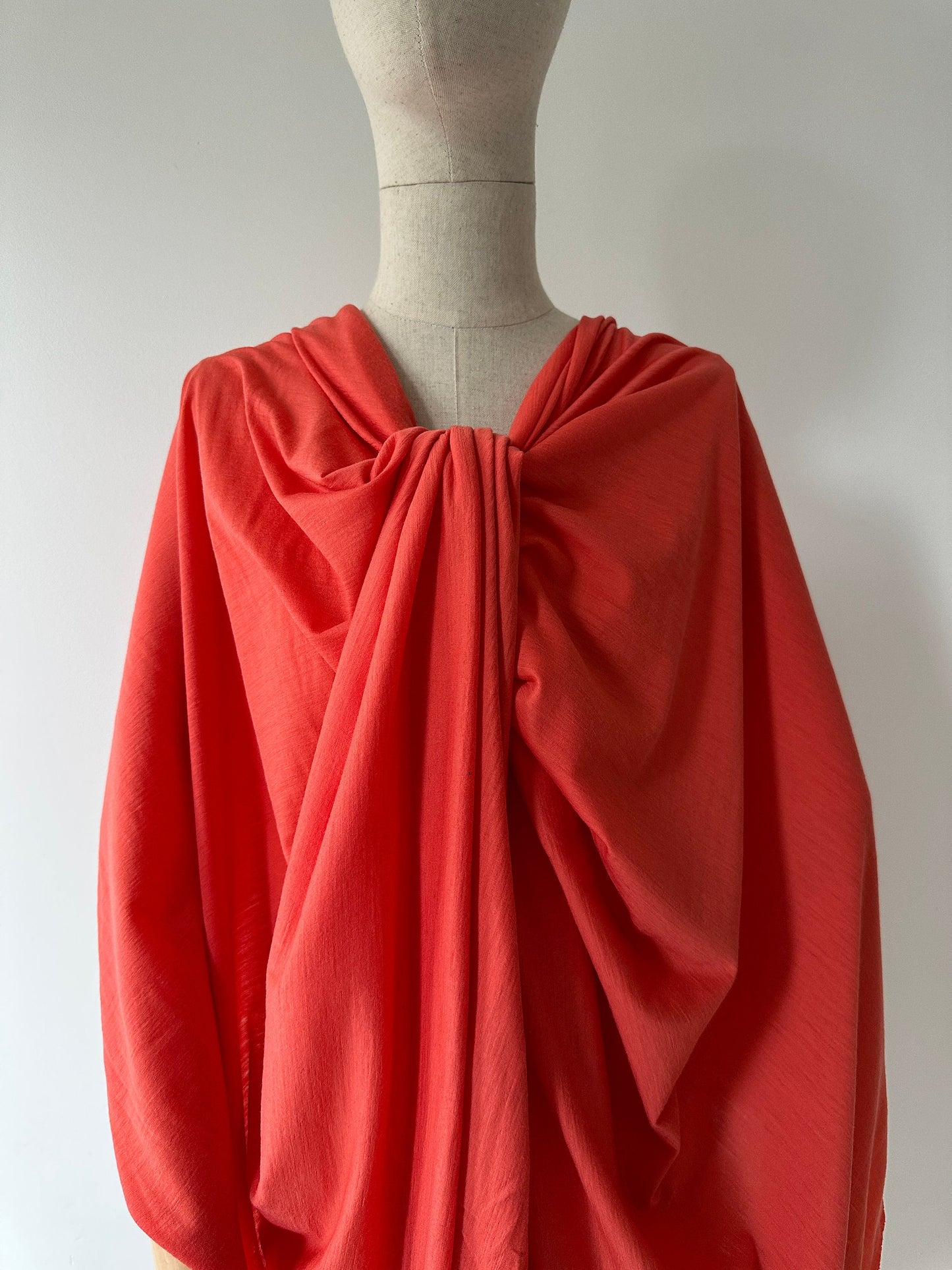 100% Merino Wool Jersey Knit Fabric by the Yard Stretch Sewing Women Everyday Wear- Coral MT082