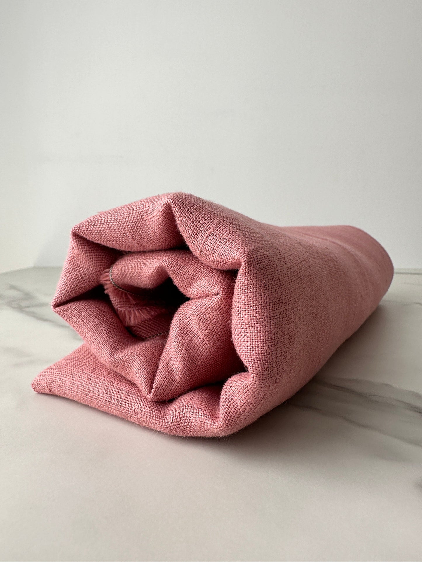 Linen Fabric by The Yard. Certified European Flax & OEKO-Tex 100. Mid weight Softened Woven Linen from U.S.A. Seller -Salmon Pink LN-SMP