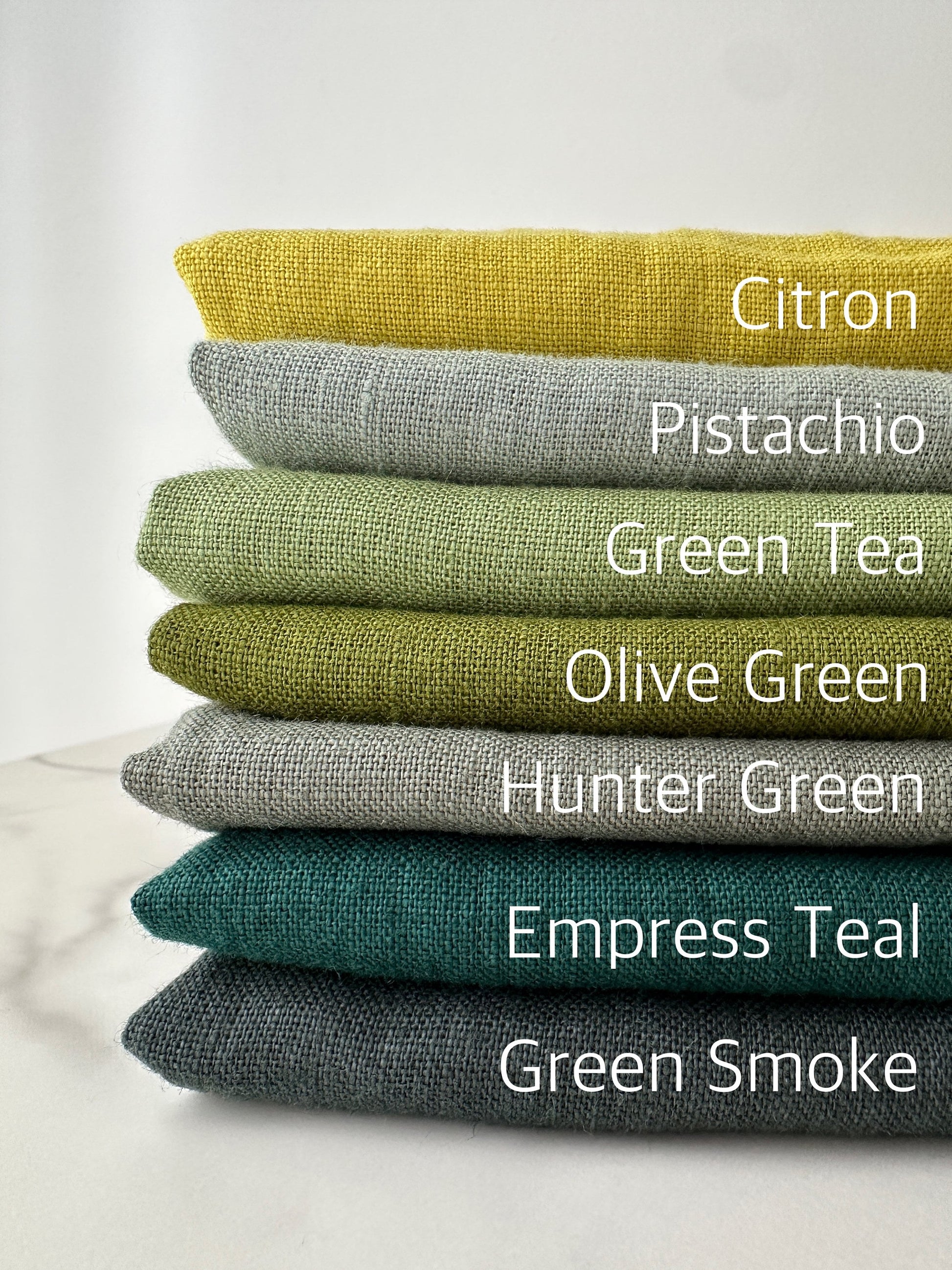 green color family complete palette for linen fabric