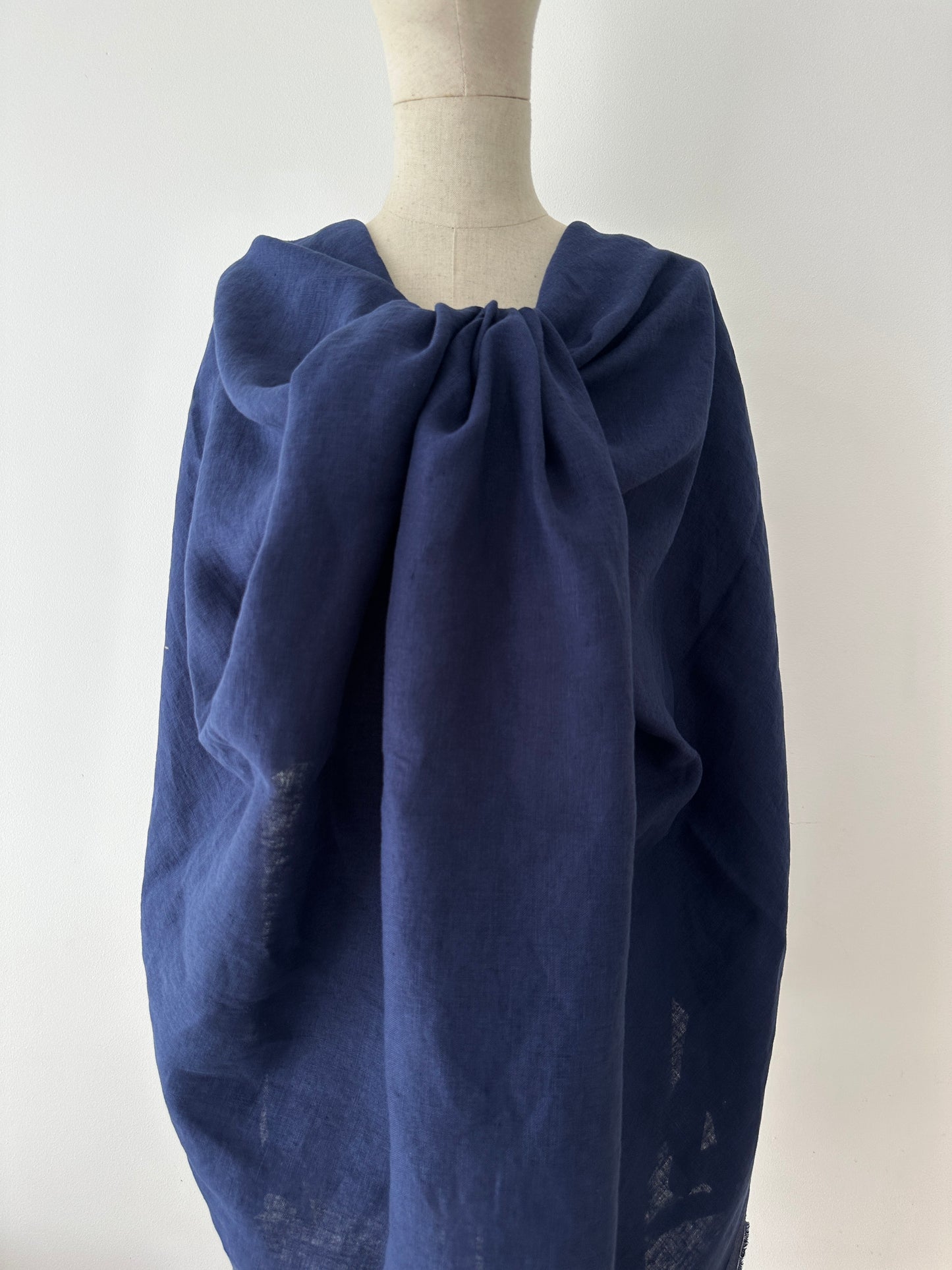 batik blue linen fabric modern textile for apparel and interiors