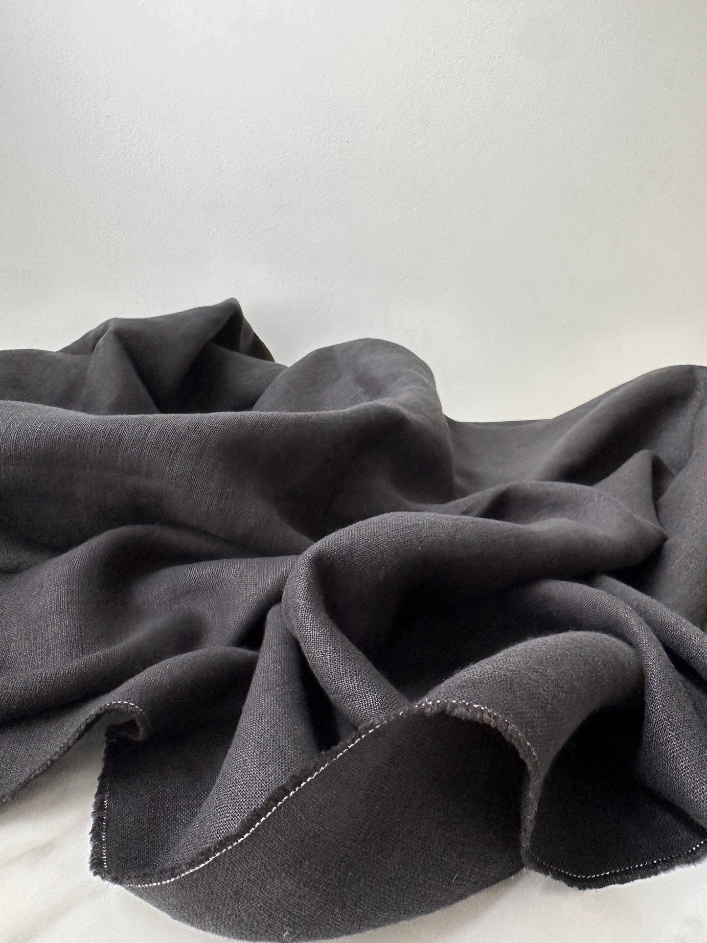black linen fabric detail for close up view