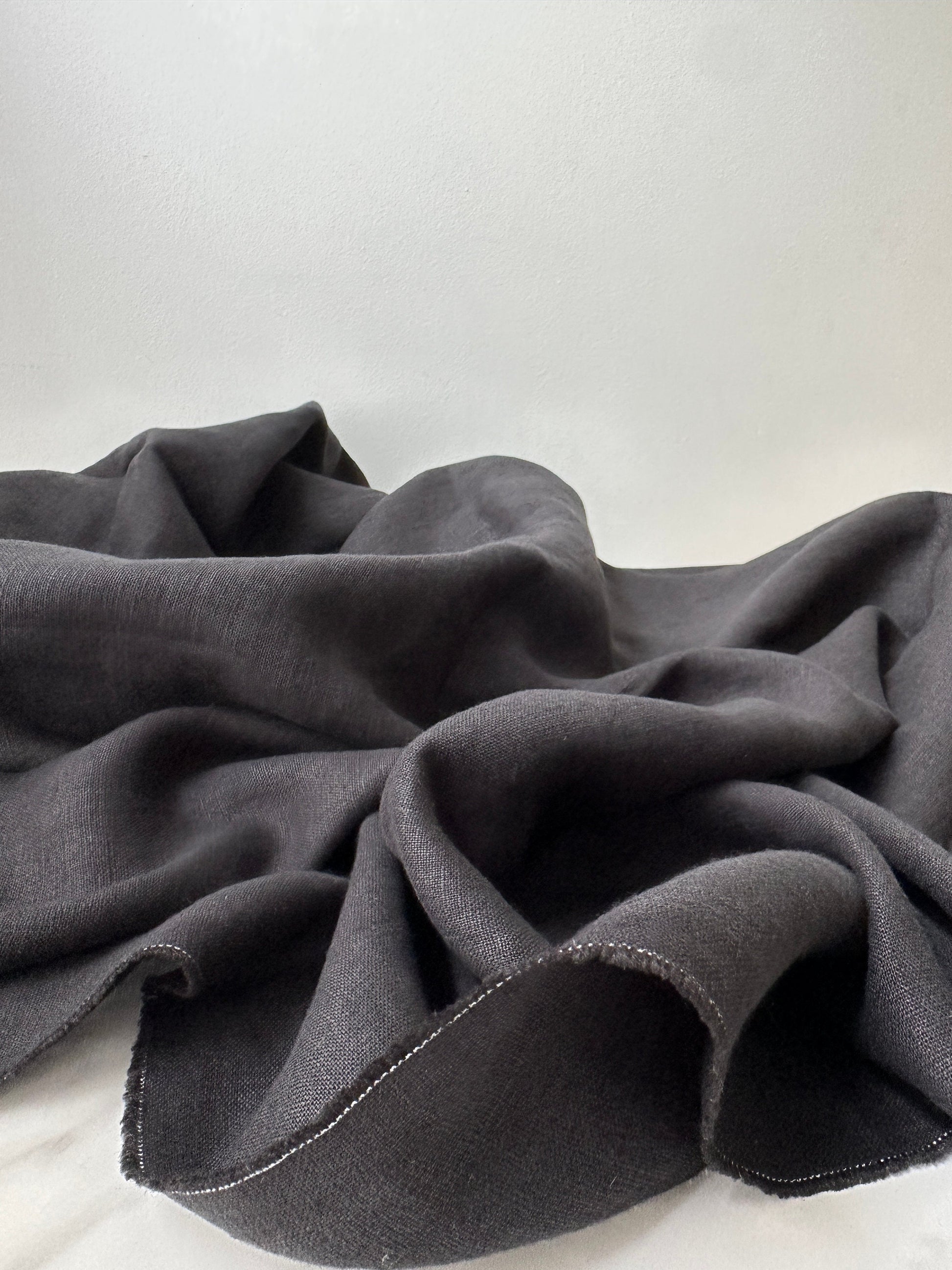 black linen fabric detail for close up view