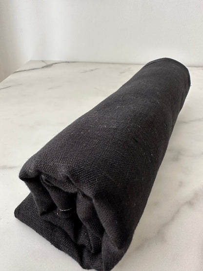 Mid weight Softened Woven Linen in jet black
