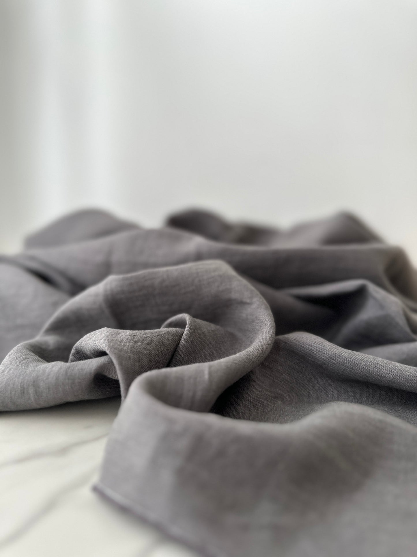 breathable fossil gray linen textile for sewing project