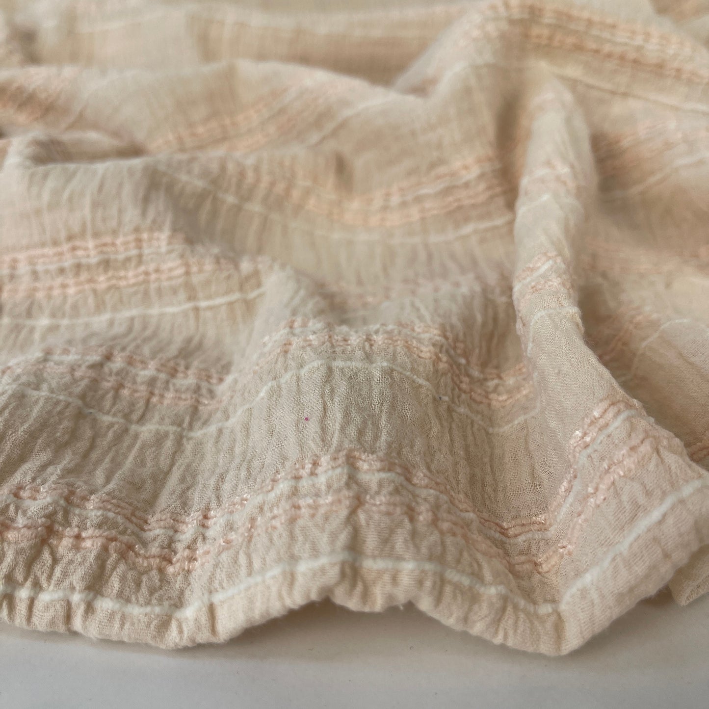 Crinkle Cotton Seersucker Shirting - Faded Peach (CN4)