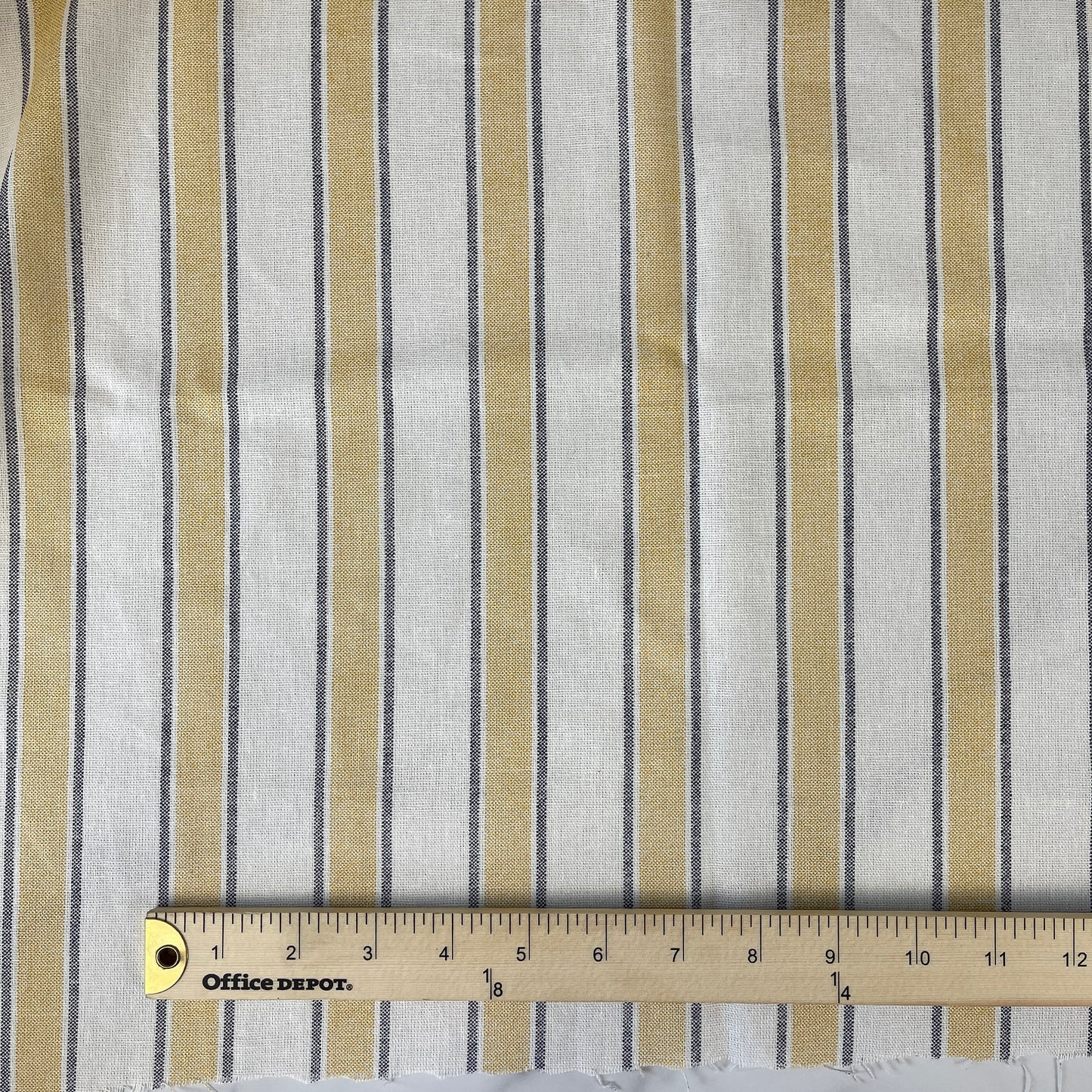 Linen Blend Stripe Shirting- White Mustard Navy CN5