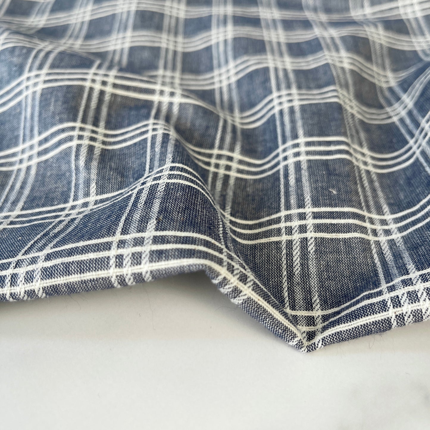 Cotton Jacquard Weave Plaid - Indigo Blue (CN16)