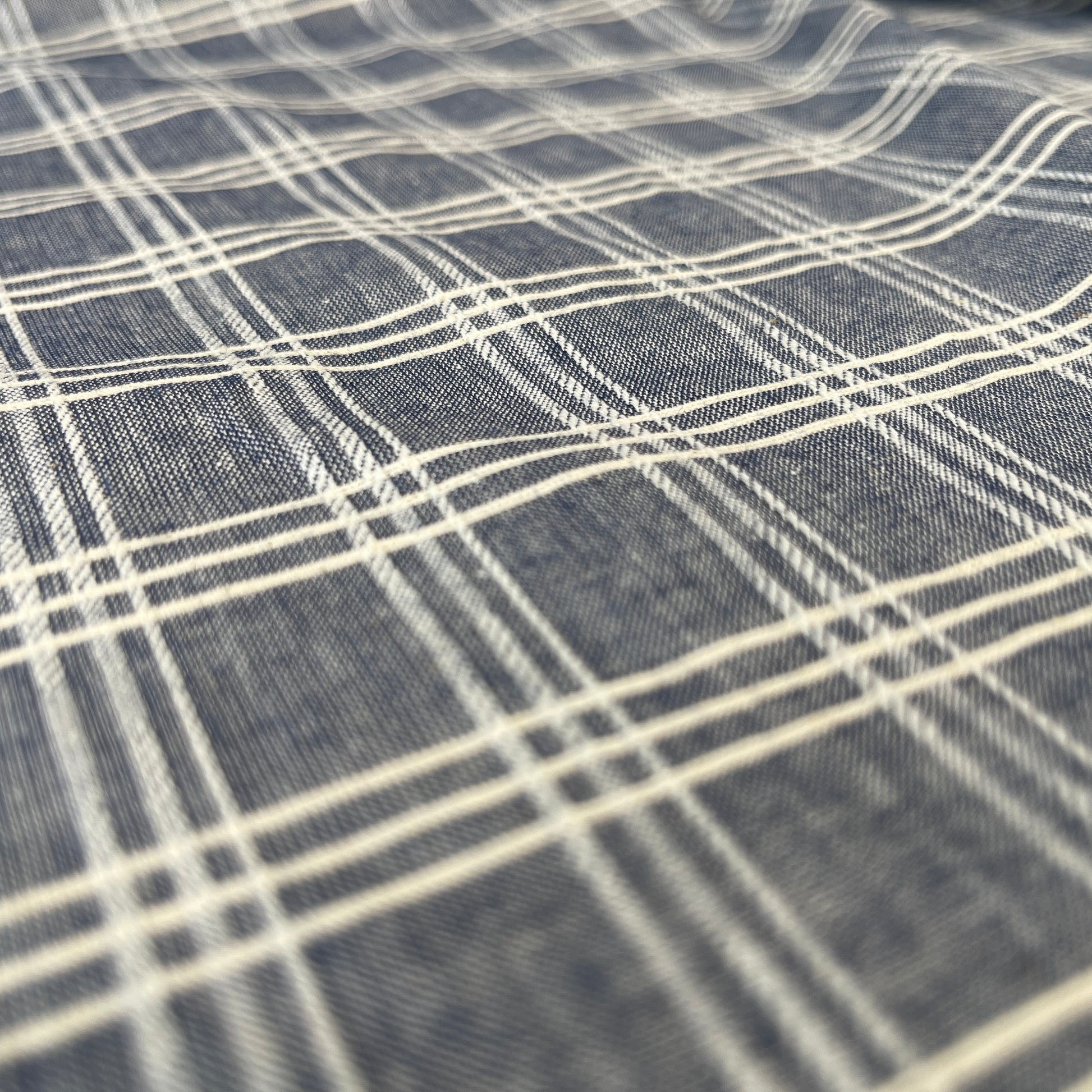 Cotton Jacquard Weave Plaid - Indigo Blue (CN16)