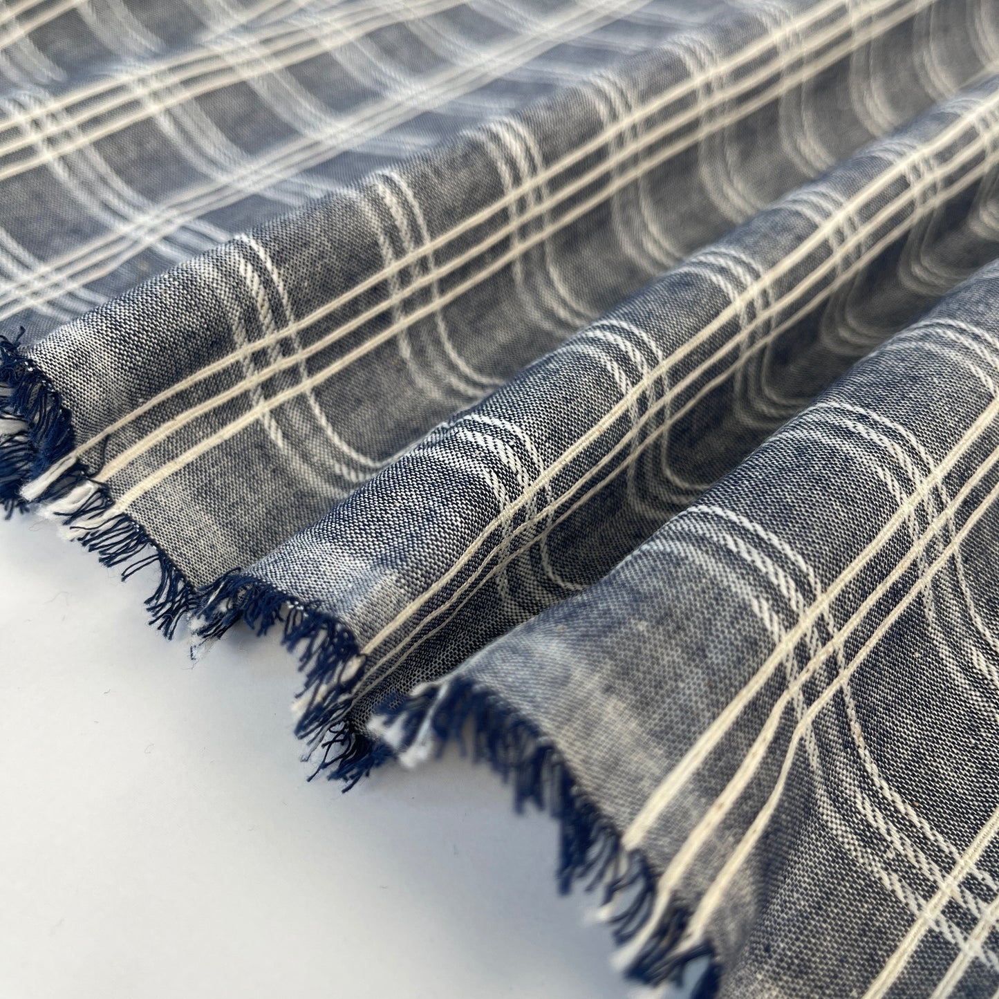 Cotton Jacquard Weave Plaid - Indigo Blue (CN16)