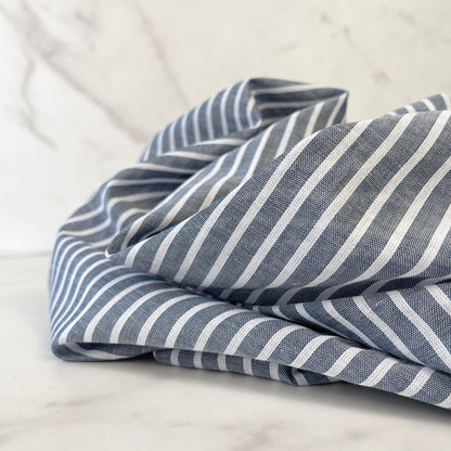 Cotton Poplin Lawn Stripe - Blue & White (CN18)