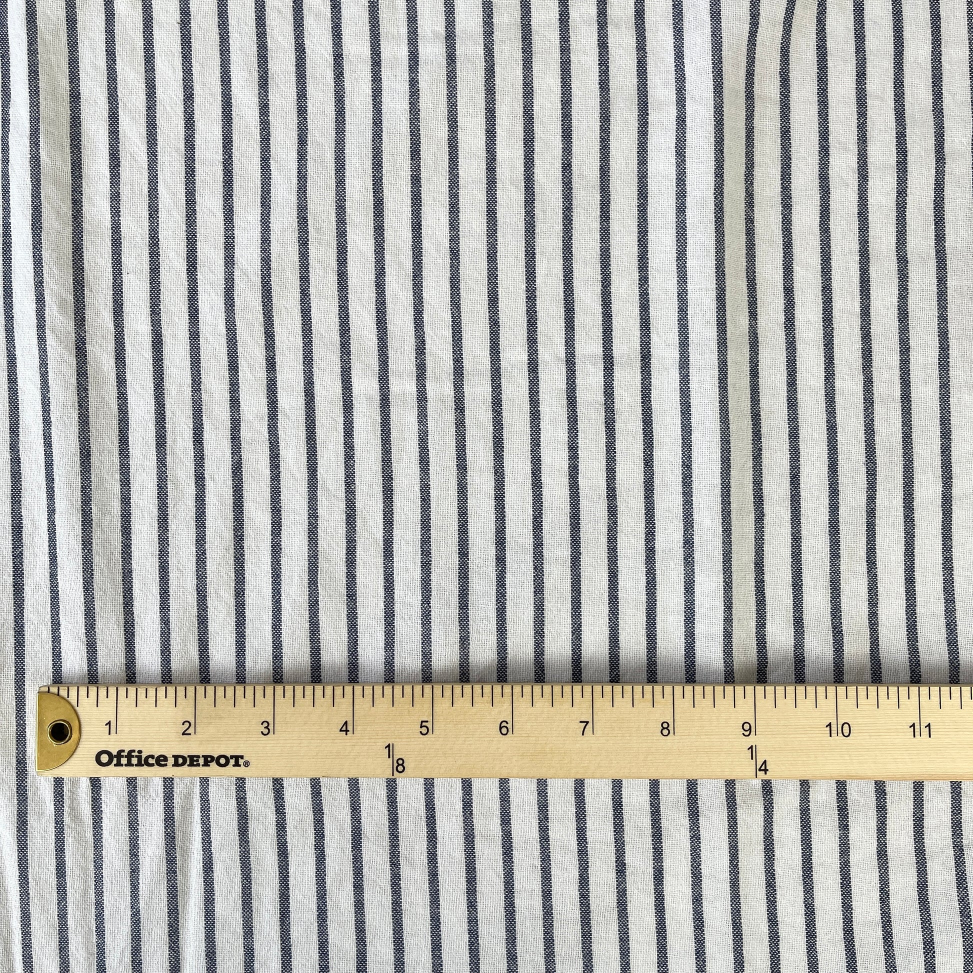 Cotton Chambray Stripe Fabric - Navy Blue White (CN19)