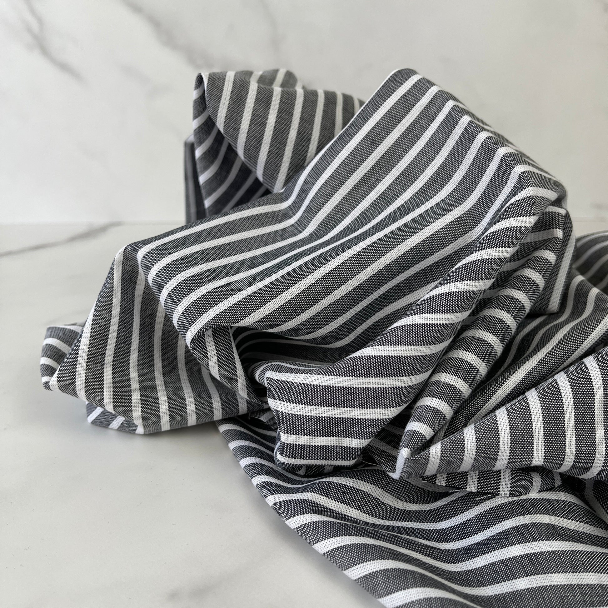 Cotton Poplin Lawn Stripe - Black & White CN20