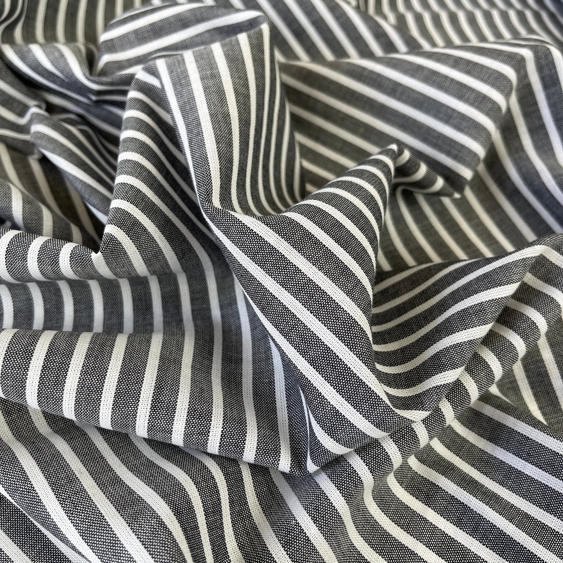 Cotton Poplin Lawn Stripe - Black & White CN20