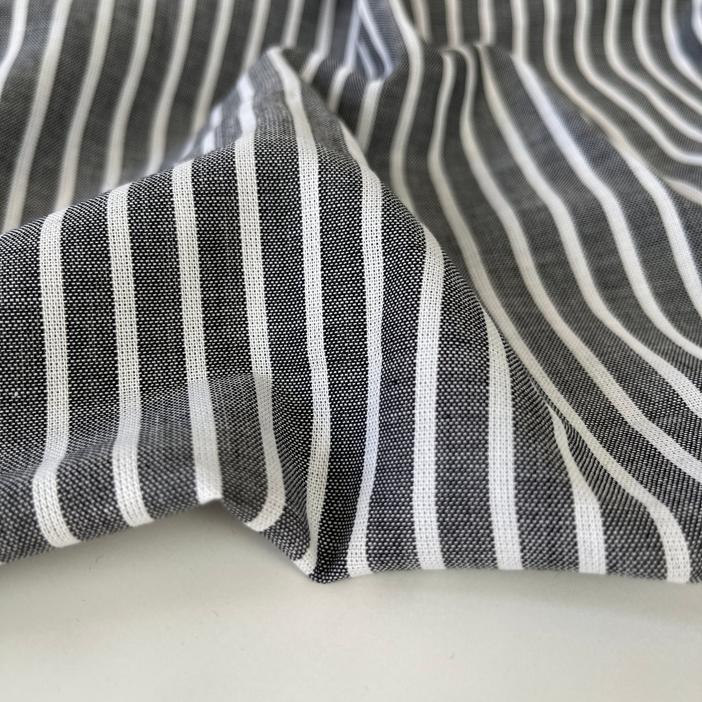 Cotton Poplin Lawn Stripe - Black & White CN20