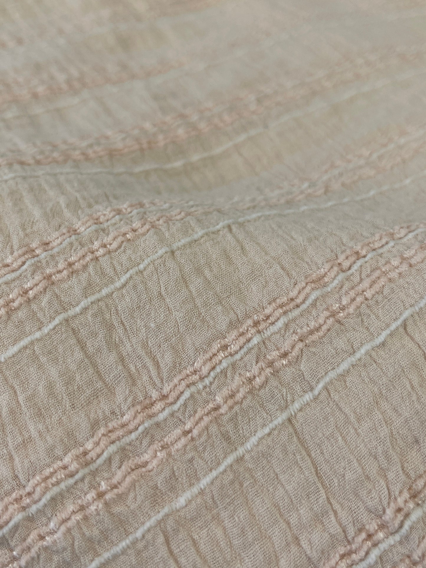 Crinkle Cotton Seersucker Shirting - Faded Peach (CN4)