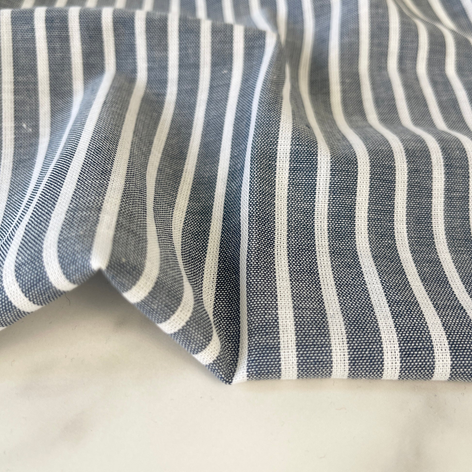 Cotton Poplin Lawn Stripe - Blue & White (CN18)