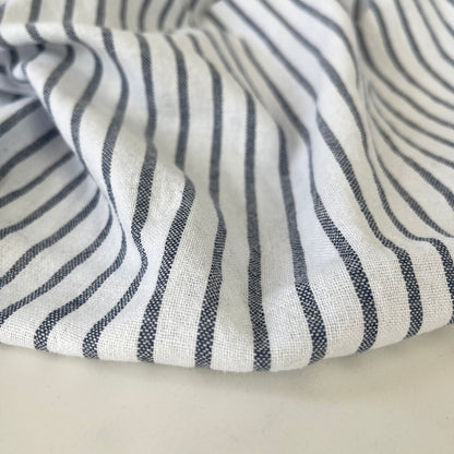 Cotton Chambray Stripe Fabric - Navy Blue White (CN19)