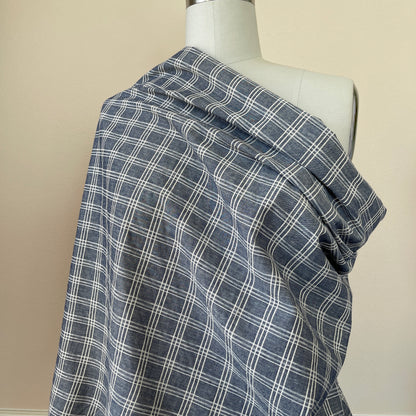 Cotton Jacquard Weave Plaid - Indigo Blue (CN16)