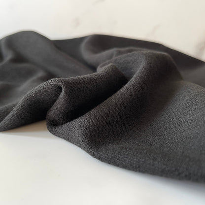 Merino Wool Blend Fabric 4 Way Stretch Ponte Knit 350gsm - Black EZ21