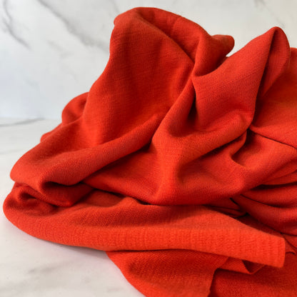 Merino Wool Fabric 240 gsm Wool Fabric By The Yard Stretch Rib Knit Hiking Outdoor Natural Fabric Sewing Clothes -Blood Orange MW044W