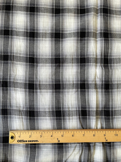 Cotton Plaid Muslin Fabric by The Yard - Blouse Shirt Dress Fabric for Sewing Clothing - Sunshine Plaid CN27, Black White plaid CN 37