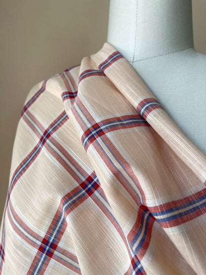 Cotton Plaid Slub - Peach Multicolor (CN28)