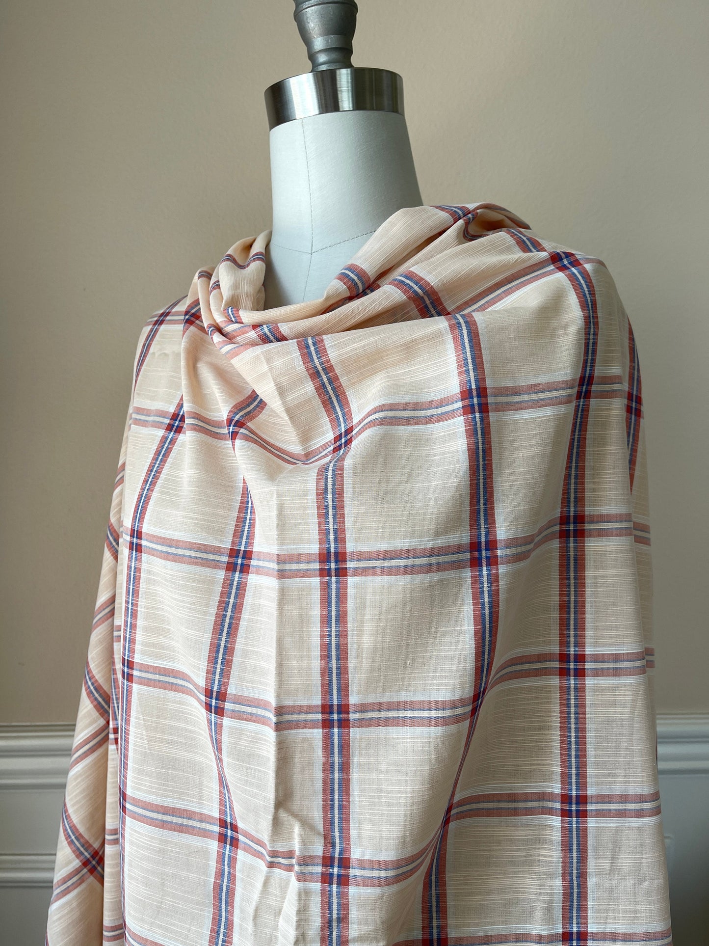 Cotton Plaid Slub - Peach Multicolor (CN28)