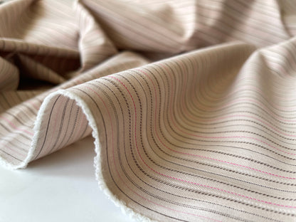 Stretch Poplin Jacquard Stripe Fabric by The Yard Stretch Woven Stripe Shirting for Sewing Top Dress - Sand Pink CN29