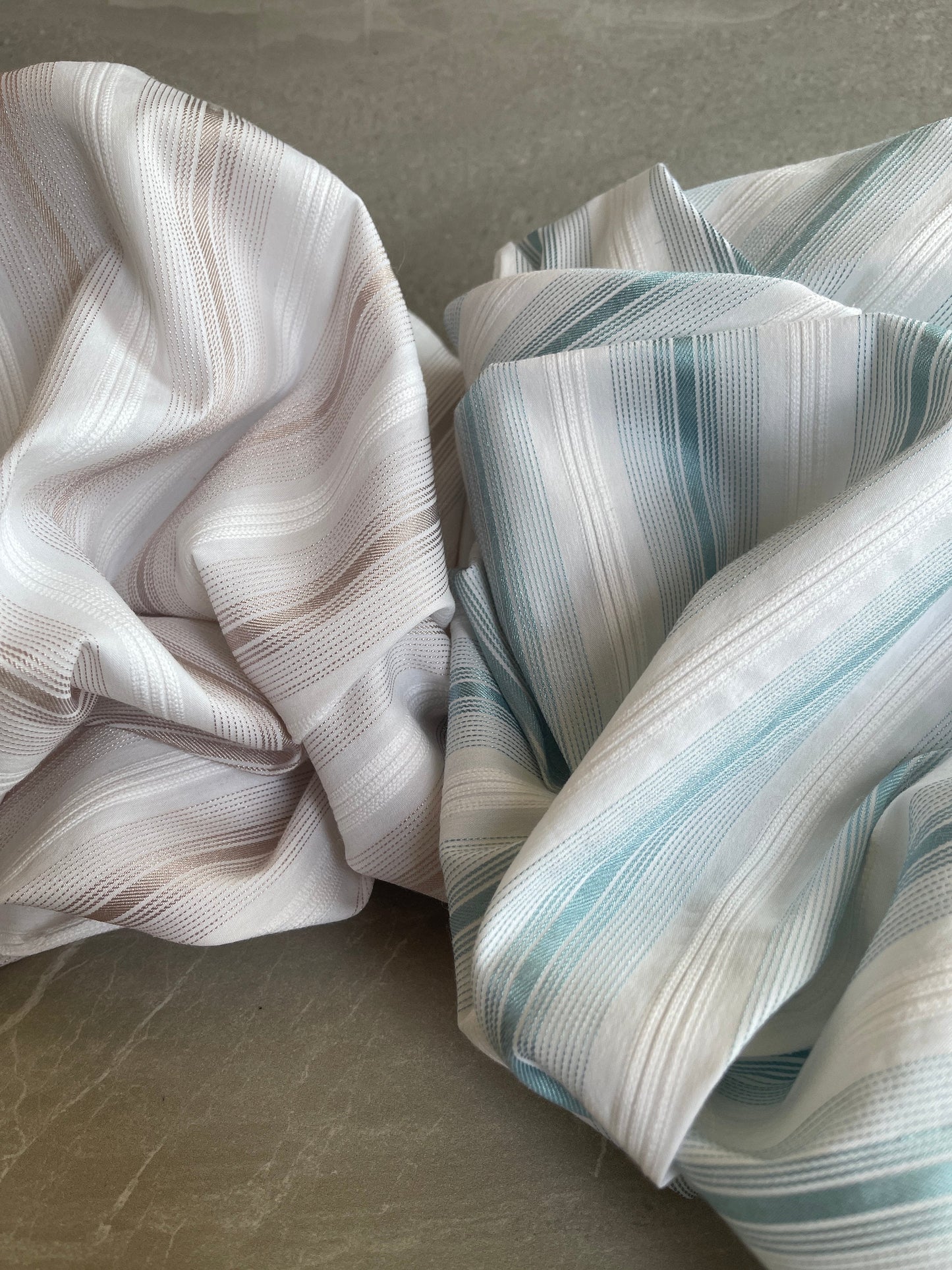 Cotton Poplin Stretch Stripe Yarn Dyed Fabric by The Yard - Blouse Shirt Fabric for Sewing Clothing - Rose Gold CN33 Blue Topaz CN32