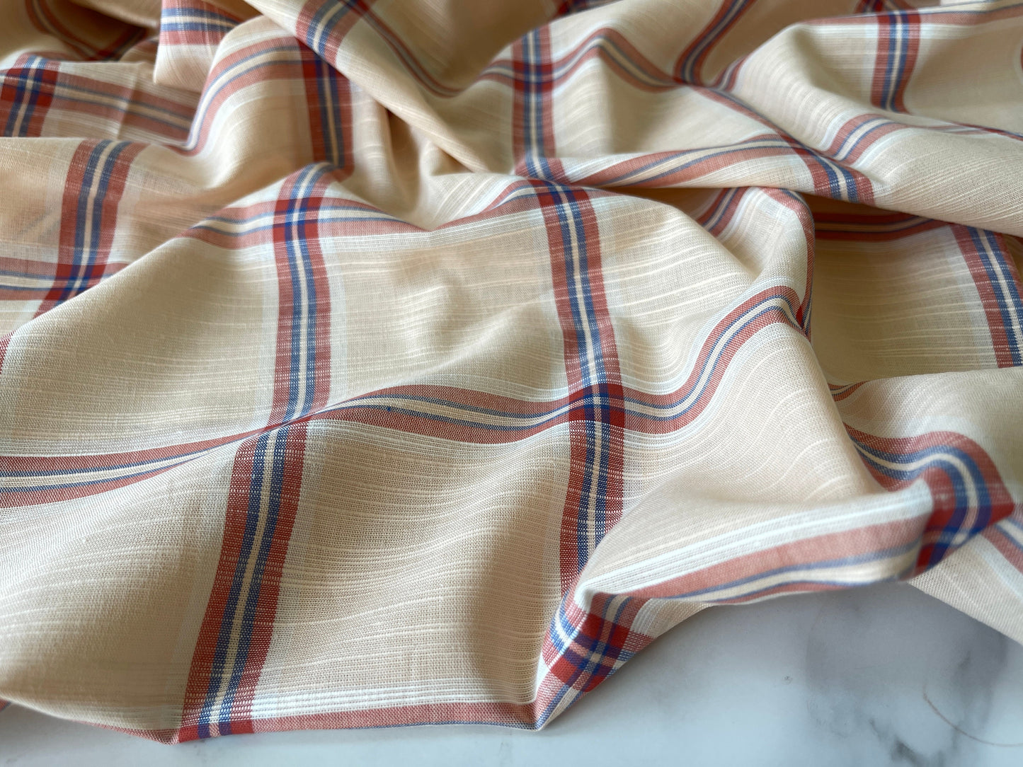 Cotton Plaid Slub - Peach Multicolor (CN28)