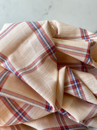 Cotton Plaid Slub - Peach Multicolor (CN28)