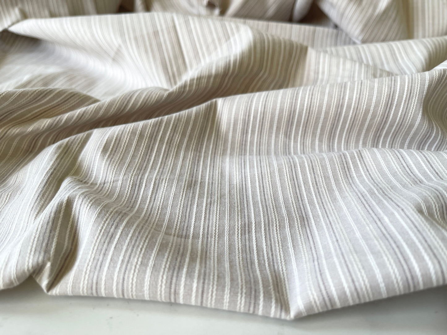 Stretch Poplin Jacquard Stripe Fabric by The Yard Stretch Woven Stripe Shirting for Sewing Top Dress - Sand CN34