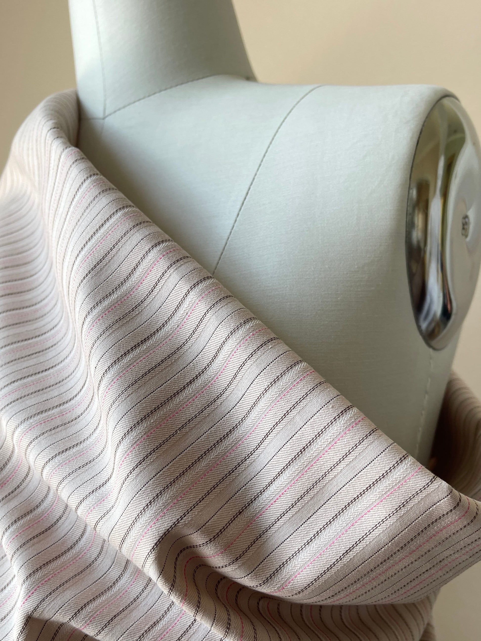 Stretch Poplin Jacquard Stripe Fabric by The Yard Stretch Woven Stripe Shirting for Sewing Top Dress - Sand Pink CN29