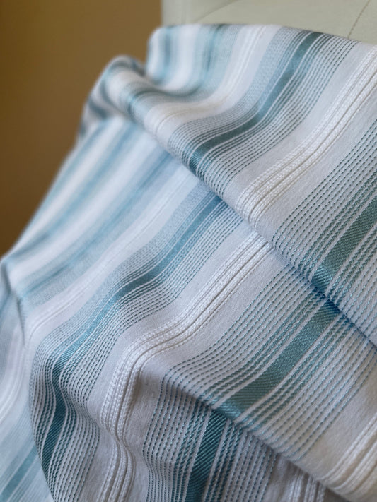 Cotton Poplin Stretch Stripe Yarn Dyed Fabric by The Yard - Blouse Shirt Fabric for Sewing Clothing - Rose Gold CN33 Blue Topaz CN32