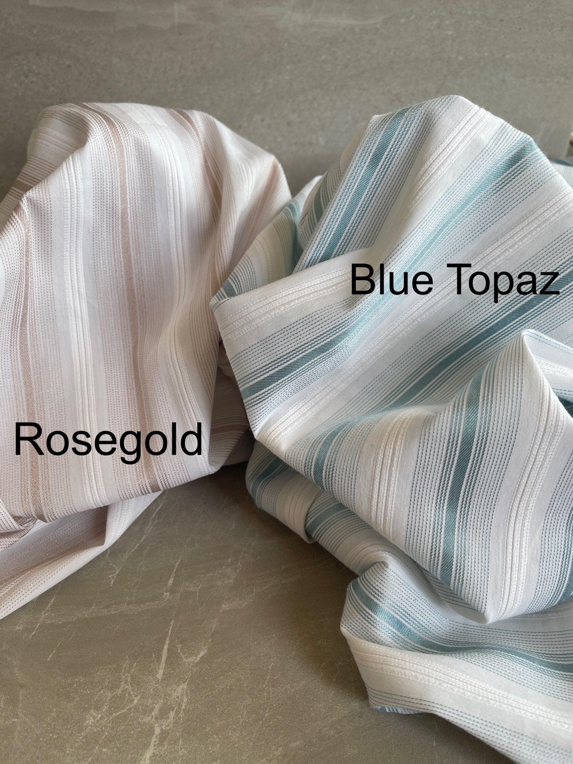 Cotton Poplin Stretch Stripe Yarn Dyed Fabric by The Yard - Blouse Shirt Fabric for Sewing Clothing - Rose Gold CN33 Blue Topaz CN32