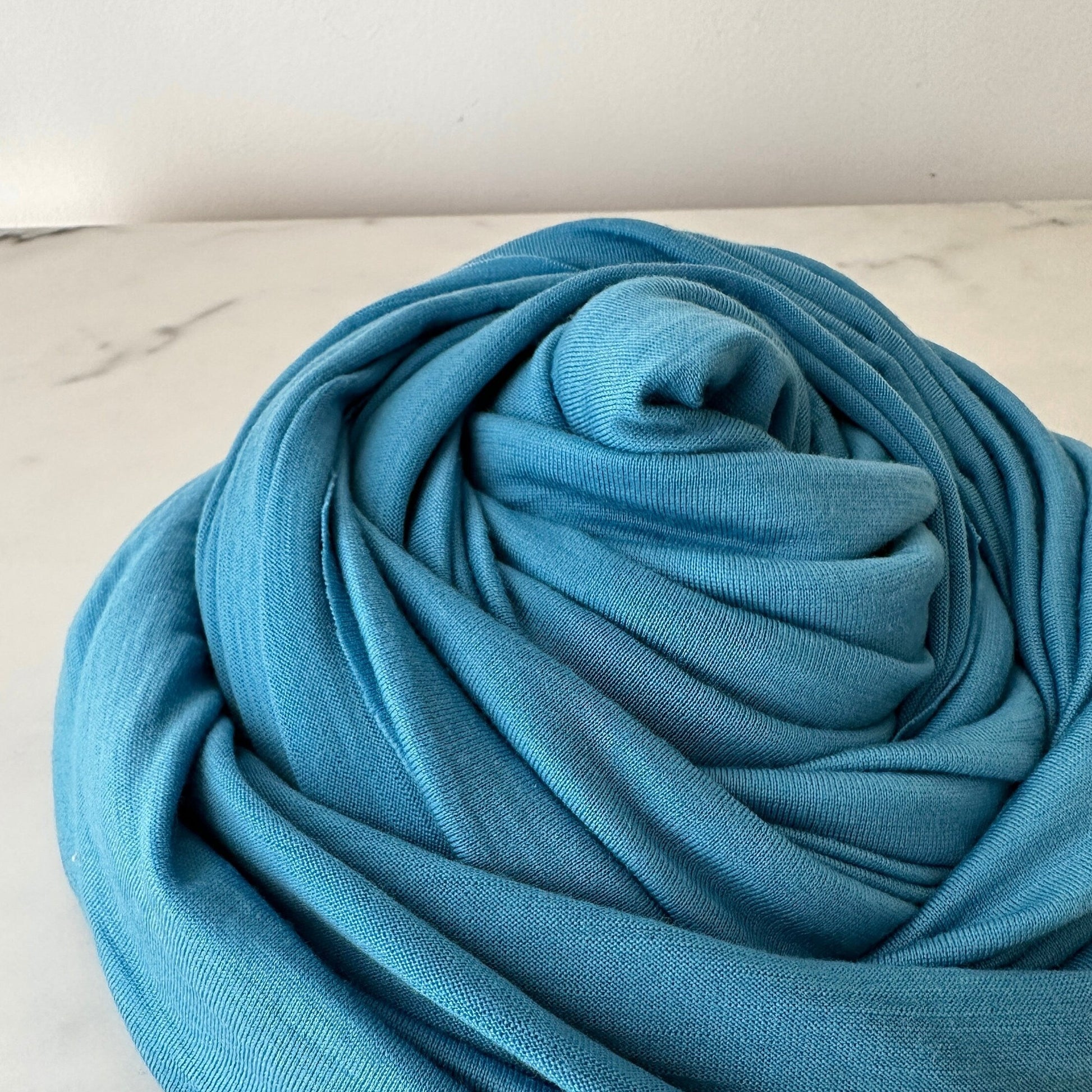 Merino Wool Fabric Knit Fabric by the Yard Soft Stretch Natural Wool Jersey Fabric Sewing Quilting Everyday Wear Greek Blue MD046