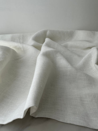 Linen Fabric by The Yard. Certified European Flax & OEKO-Tex 100. Mid weight Softened Woven Linen from U.S.A. Seller- Seashell White LN-SSW