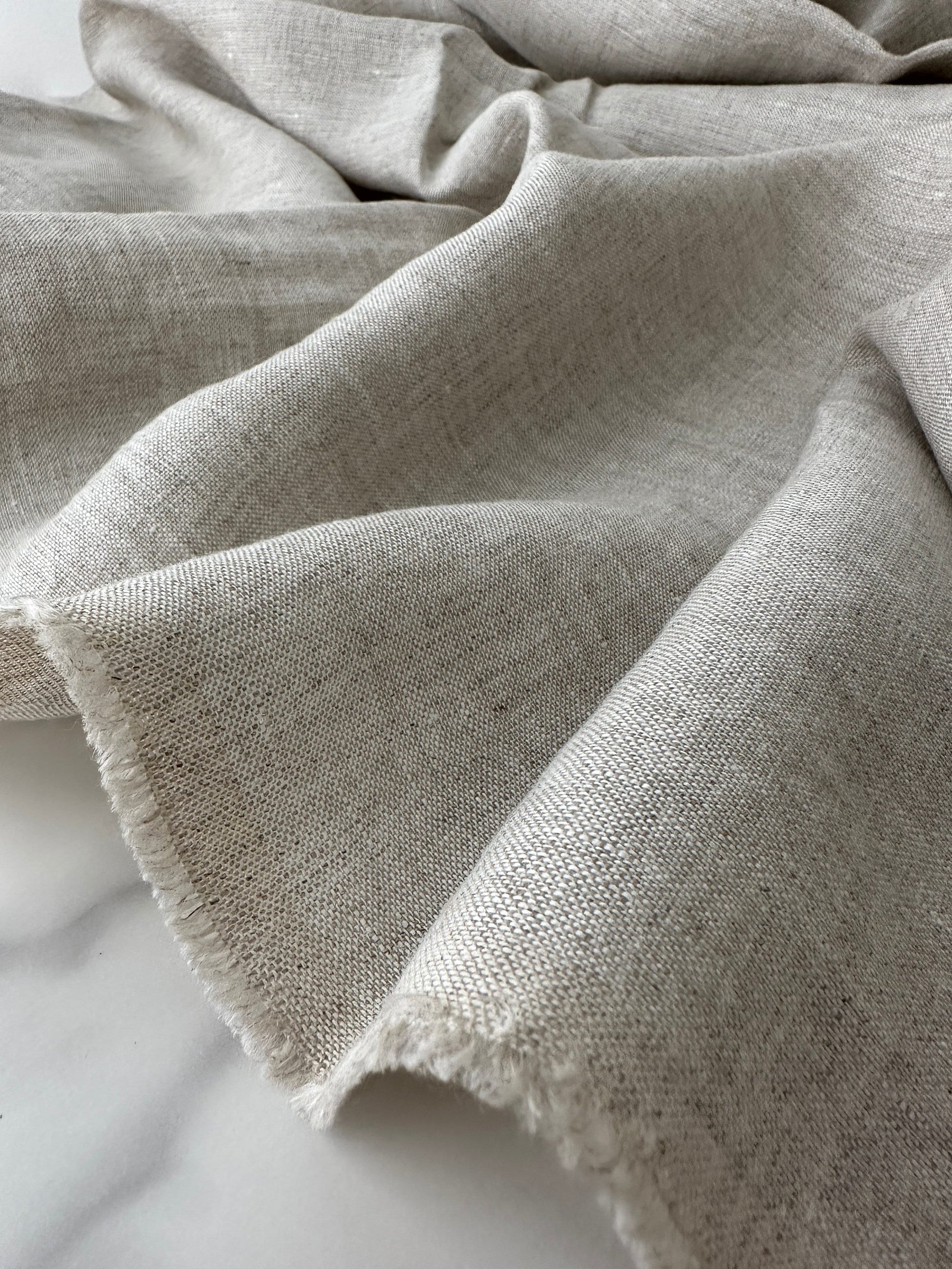 Linen Fabric by The Yard. Certified European Flax & OEKO-Tex 100. Mid weight Softened Woven Linen from U.S.A. Seller- White Pepper LN-WPP