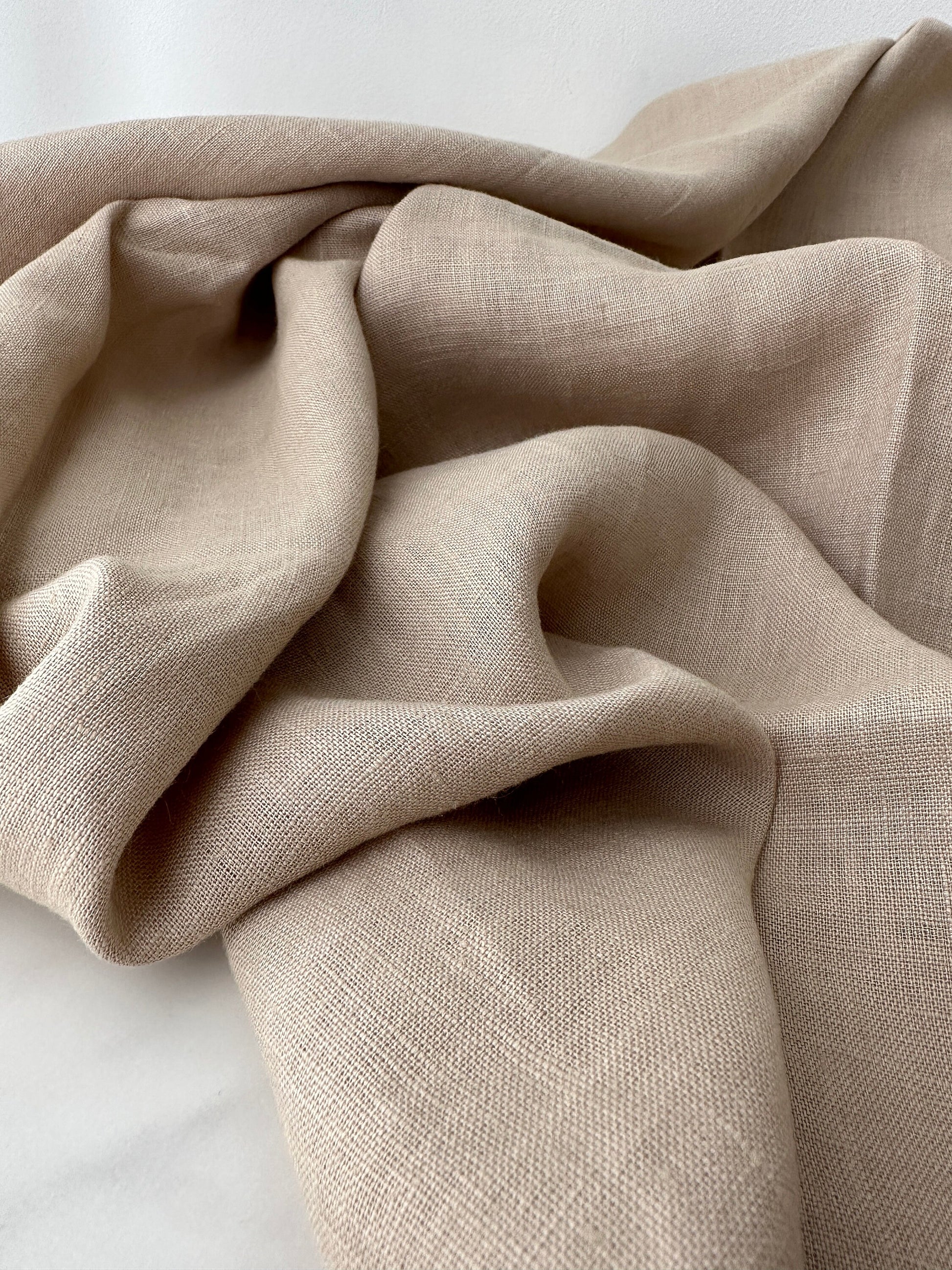 Linen Fabric by The Yard. Certified European Flax & OEKO-Tex 100. Mid weight Softened Woven Linen from U.S.A. Seller- Almond LN-ALM