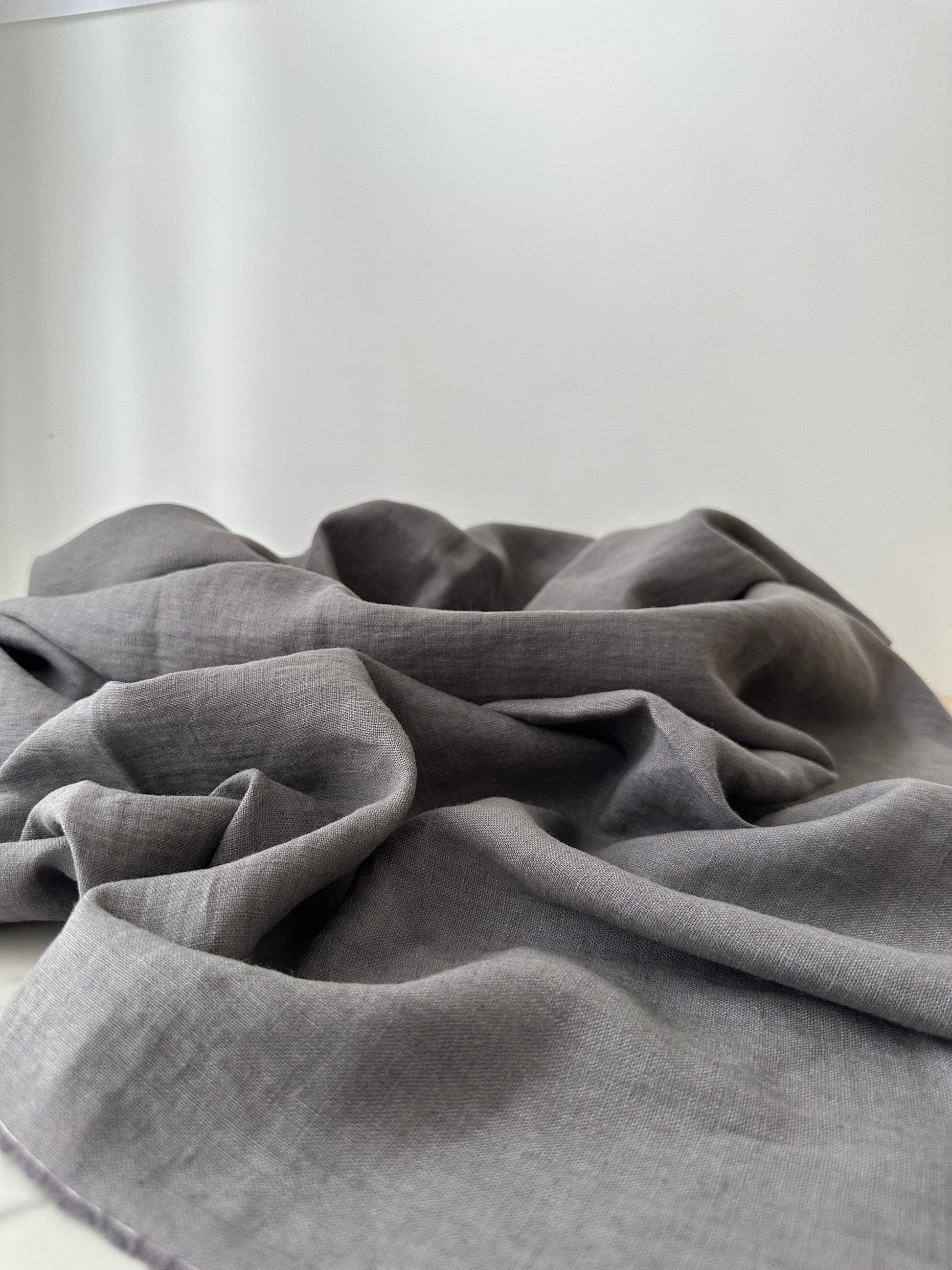 Linen Fabric by The Yard. Certified European Flax & OEKO-Tex 100. Mid weight Softened Woven Linen from U.S.A. Seller- Fossil Gray LN-FOS