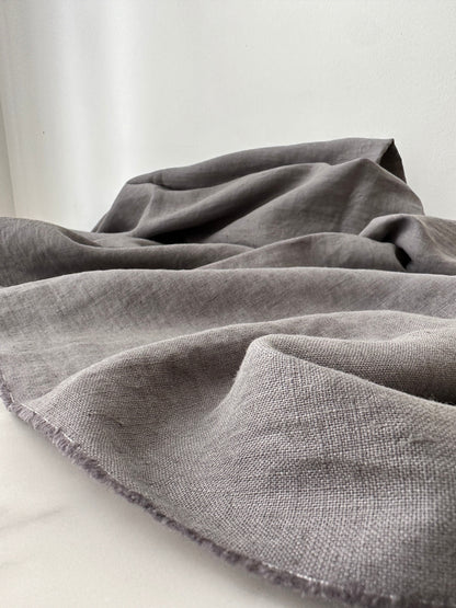 Linen Fabric by The Yard. Certified European Flax & OEKO-Tex 100. Mid weight Softened Woven Linen from U.S.A. Seller- Fossil Gray LN-FOS