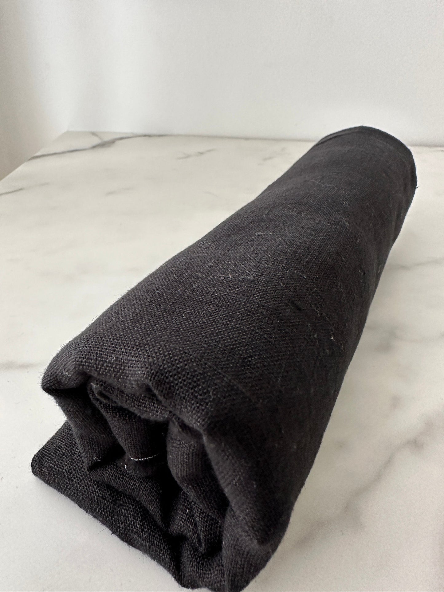 Linen Fabric by The Yard. Certified European Flax & OEKO-Tex 100. Mid weight Softened Woven Linen from U.S.A. Seller- Jet Black LN-JET