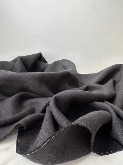 Linen Fabric by The Yard. Certified European Flax & OEKO-Tex 100. Mid weight Softened Woven Linen from U.S.A. Seller- Jet Black LN-JET