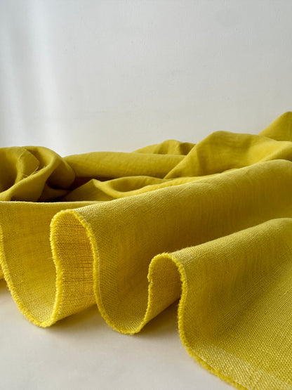 Linen Fabric by The Yard. Certified European Flax & OEKO-Tex 100. Mid weight Softened Woven Linen from U.S.A. Seller- Citron LN-CIT