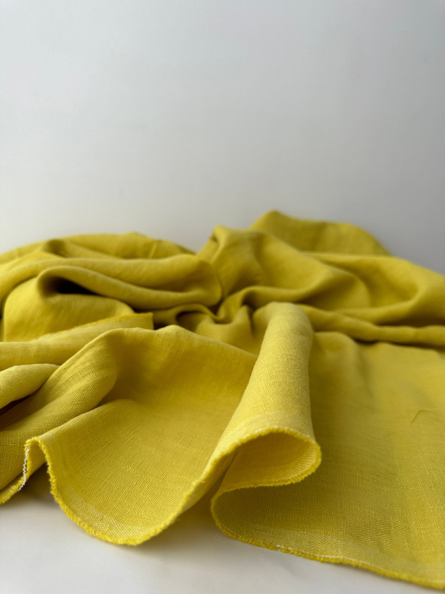 Linen Fabric by The Yard. Certified European Flax & OEKO-Tex 100. Mid weight Softened Woven Linen from U.S.A. Seller- Citron LN-CIT