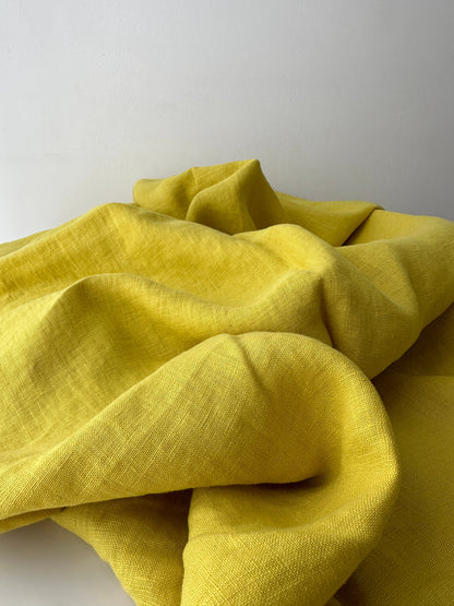 Linen Fabric by The Yard. Certified European Flax & OEKO-Tex 100. Mid weight Softened Woven Linen from U.S.A. Seller- Citron LN-CIT