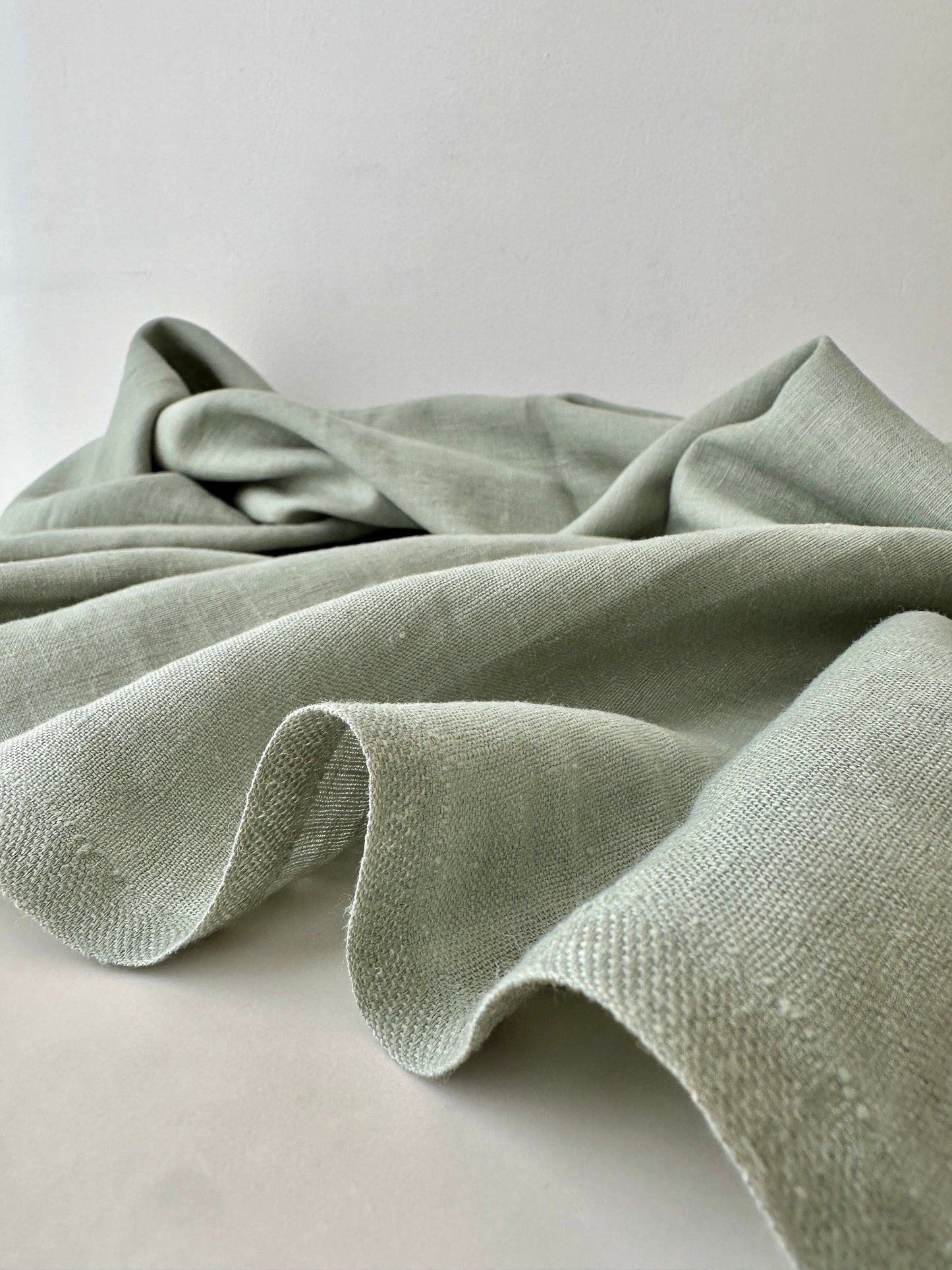 Linen Fabric by The Yard. Certified European Flax & OEKO-Tex 100. Mid weight Softened Woven Linen from U.S.A. Seller- Pistachio LN-PIS