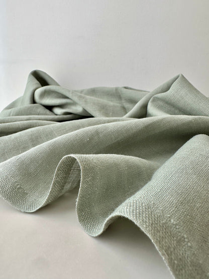 Linen Fabric by The Yard. Certified European Flax & OEKO-Tex 100. Mid weight Softened Woven Linen from U.S.A. Seller- Pistachio LN-PIS